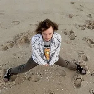 Daniel Brooks enjoying himself on the beach.